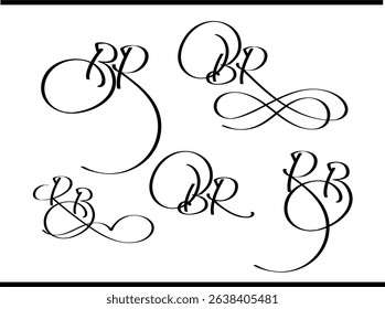 B and R Overlapping Alphabet Logo – Stylish Calligraphy Emblem Design, 
