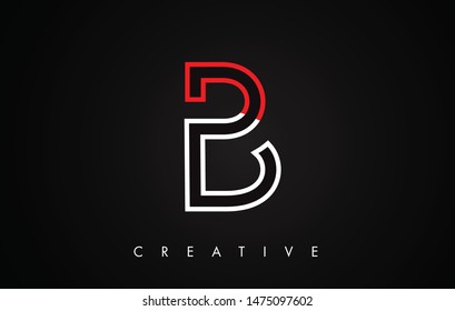 B Red and Black  Letter Modern Trendy Design Logo. Letter B Icon Logo with Monogram Vector Illustration.