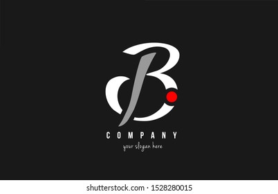 B red dot alphabet letter in black and white for logo icon design. Suitable for a company or business