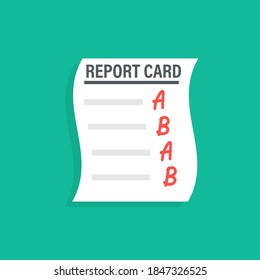 A and B report card illustration. Clipart image.