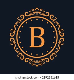 B Royal logo emblem isolated on rich dark blue background vector image.