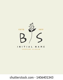 B S BS Beauty vector initial logo, handwriting logo of wedding, fashion, jewerly, heraldic, boutique, floral and botanical with creative template for any company or business.