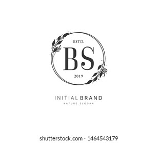 B S BS Beauty vector initial logo, handwriting logo of initial signature, wedding, fashion, jewerly, boutique, floral and botanical with creative template for any company or business.