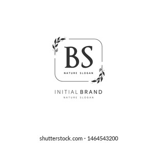 B S BS Beauty vector initial logo, handwriting logo of initial signature, wedding, fashion, jewerly, boutique, floral and botanical with creative template for any company or business.