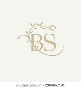 B S BS Beauty vector initial logo, handwriting logo of initial signature, wedding, fashion, jewerly, boutique, floral and botanical with creative template