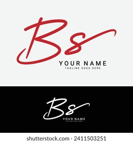 B, S, BS Initial handwriting or handwritten letter logo for identity. Logo with signature, wedding, fashion, floral, botanical and hand drawn in style