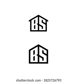 b s bs initial home logo design graphic idea creative