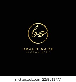 B, S, BS Initial letter handwritten and signature vector logo. Business template in round shape line art