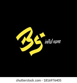 B S BS initial logo handwriting template vector