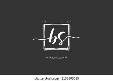 B S BS logo, Initial lettering handwriting or handwritten for identity. Logo with signature and hand drawn style.