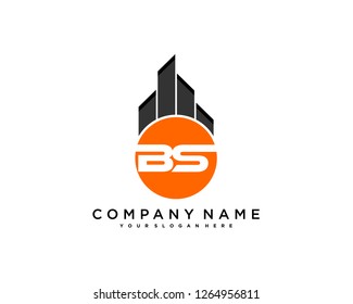 B S Initial building logo concept - Vector