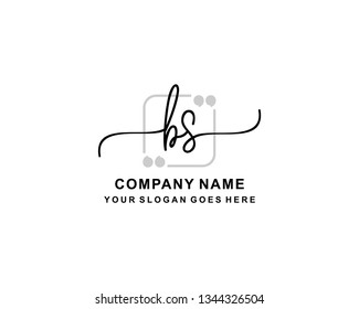 B S Initial Handwriting Logo Template