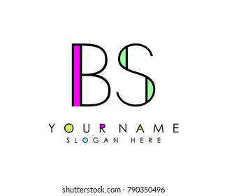 B & S initial minimalist logo template vector
