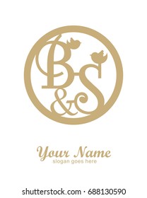 B S initial wedding decorative logo template