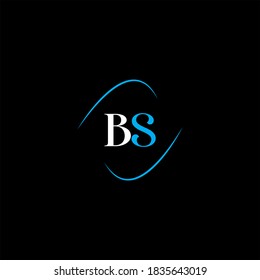 Logotipo de letra B S diseño creativo en color negro fondo, bs monograma