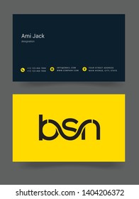 B S N letters joint logo design vector template with business card