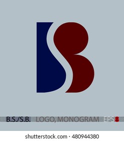 B. S. or S. B. vector monogram, logo for persons and companies.