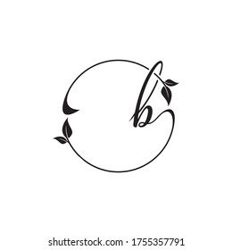B script leaf circle logo design concept