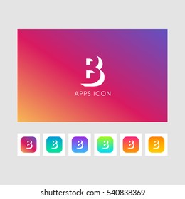 B shadow  letter logo. gold color and some other colors