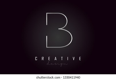 B Silver Letter Logo Monogram Vector Design. Creative B Silver Metal Steel Letter Icon Vector Illustration.