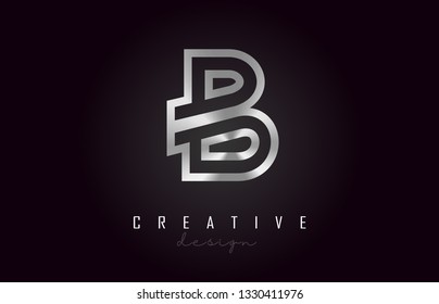 B Silver Letter Logo Monogram Vector Design. Creative B Silver Metal Steel Letter Icon Vector Illustration.