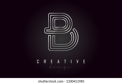 B Silver Letter Logo Monogram Vector Design. Creative B Silver Metal Steel Letter Icon Vector Illustration.