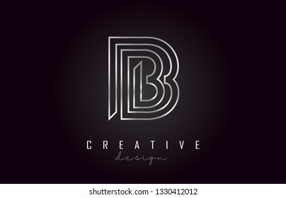 B Silver Letter Logo Monogram Vector Design. Creative B Silver Metal Steel Letter Icon Vector Illustration.