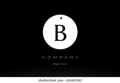 B simple black white circle background alphabet company logo design vector icon template
