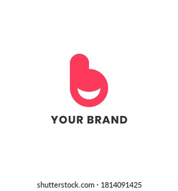B Smile Logo Design Vector Illustration Modern Monogram Icon. For Company. Modern Logo Design
