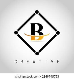 B Square Framed Letter Logo Design Vector. Creative Letter B Logo Design.