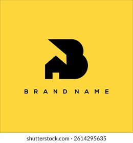 B symbol with real estate house logo vector