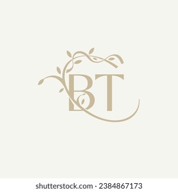 B T BT Beauty vector initial logo, handwriting logo of initial signature, wedding, fashion, jewerly, boutique, floral and botanical with creative template