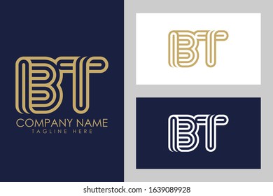 B and T combination Lines Letter Logo. Creative Line Letters Design Template