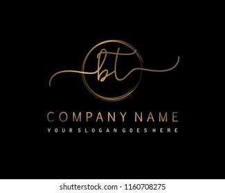 B T Initial handwriting logo vector