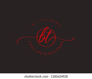 B T Initial handwriting logo vector. Hand lettering for designs