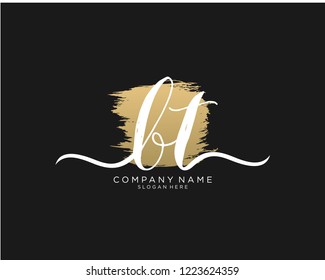 B T Initial handwriting logo vector