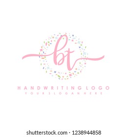 B T Initial handwriting logo vector