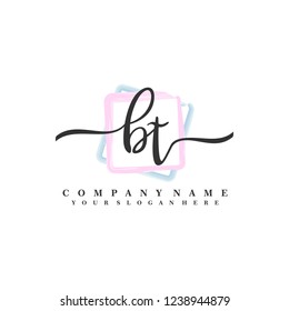 B T Initial handwriting logo vector