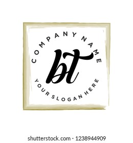 B T Initial handwriting logo vector