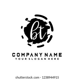 B T Initial handwriting logo vector