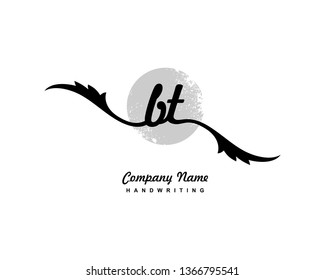 B T Initial Handwriting Logo Template