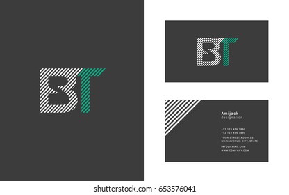B T line logo joint letter design with Business card template