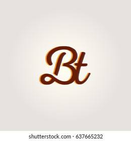 B T running Letter joint logo design vector element
