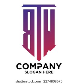 B T W  lettering with square design vector template