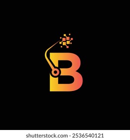 B tech logo design template, B tech logo, B technology vector