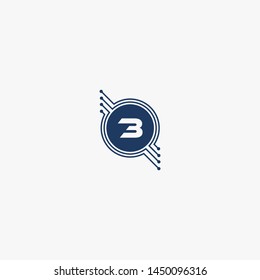 B Technology Circuit Alphabet. Logo. Simple, modern, futuristic