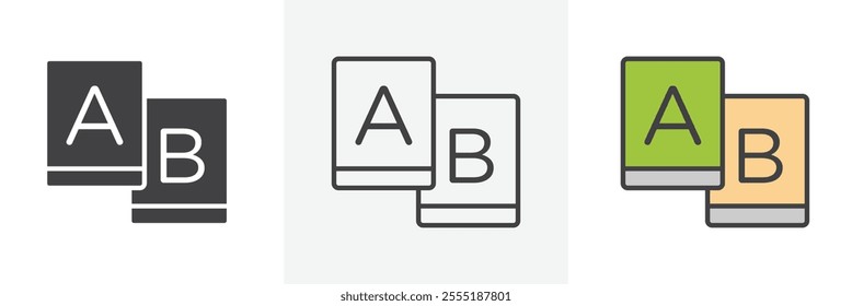 A B test icon collection in black and colored style.