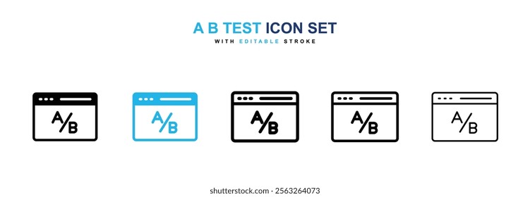 A B test icon collection in black and blue colors