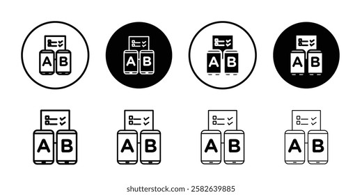 A B test icon Outline thin set pack series