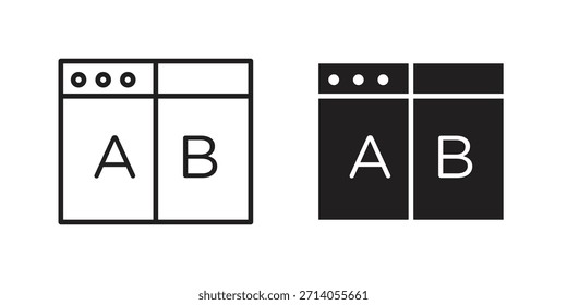 A B diseños de Vector de silueta de ícono de prueba. Trazos editables